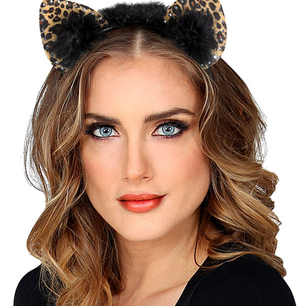 Widmann SRL Luipaard oortjes met steentjes bruin