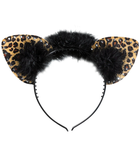 Widmann SRL Luipaard oortjes met steentjes bruin