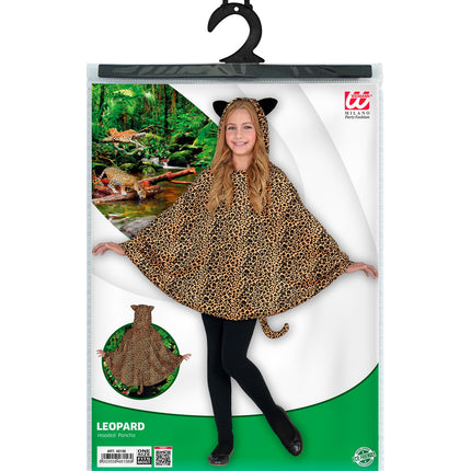 Widmann SRL Luipaard poncho met muts kinderen