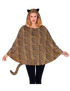 Widmann SRL Luipaard poncho met muts volwassenen