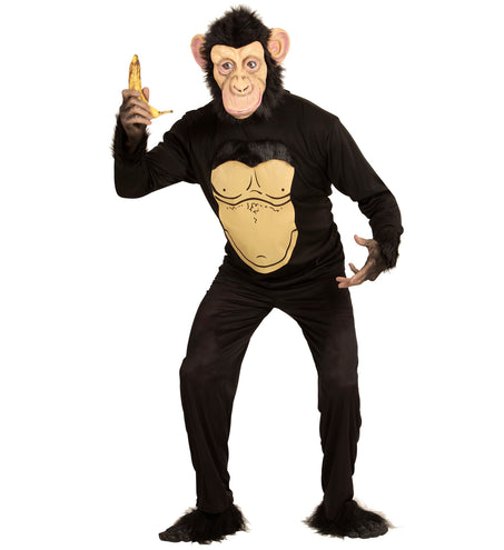 Widmann SRL Luxe Chimpansee sweater met masker voor carnaval