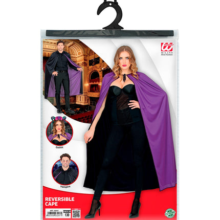 Widmann SRL Luxe dubbelzijdige cape zwart paars