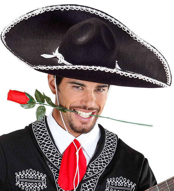 Widmann SRL Mariachi hoed sombrero zwart wit