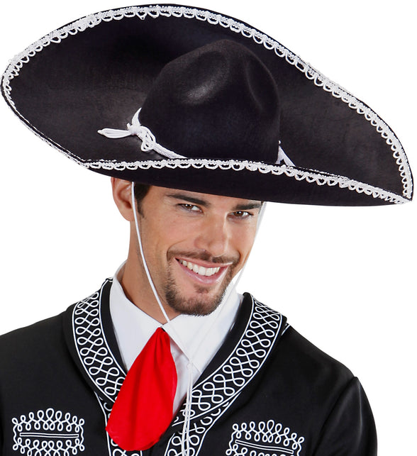 Widmann SRL Mariachi hoed sombrero zwart wit