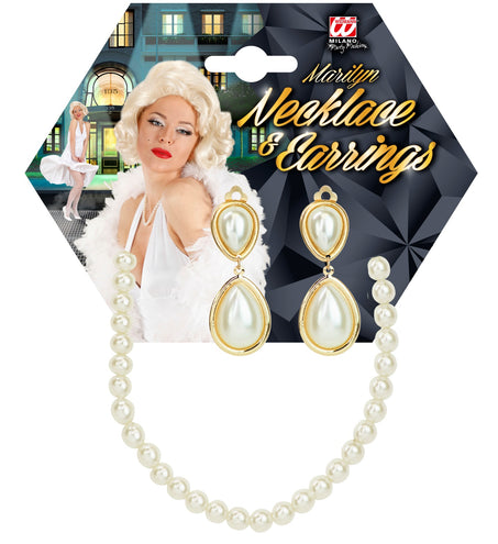 Widmann SRL Marilyn Monroe parel ketting en oorbellen