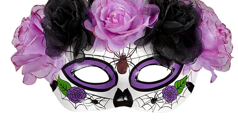 Widmann SRL Masker Dia De Los Muertos Met Paars/Zwarte Rozen