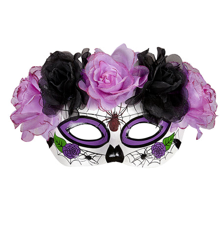 Widmann SRL Masker Dia De Los Muertos Met Paars/Zwarte Rozen