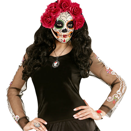 Widmann SRL Masker Dia De Los Muertos Met Rode Rozen