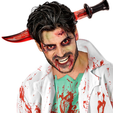 Widmann SRL Mes door hoofd met bloed diadeem