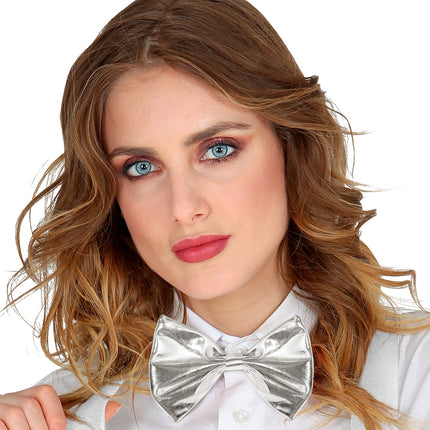 Widmann SRL Metallic zilveren strikjes