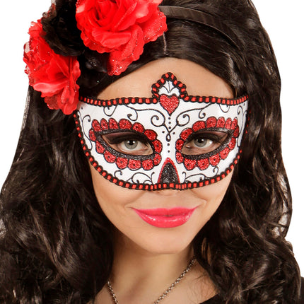Widmann SRL Mexicaanse oogmaskers rood met zwart
