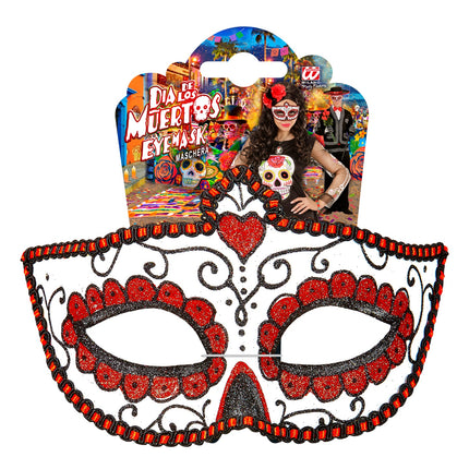 Widmann SRL Mexicaanse oogmaskers rood met zwart