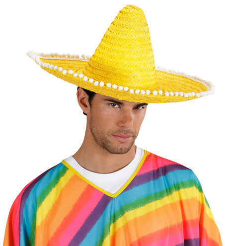 Widmann SRL Mexicaanse sombrero geel met bolletjes