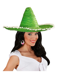 Widmann SRL Mexicaanse sombrero groen met bolletjes
