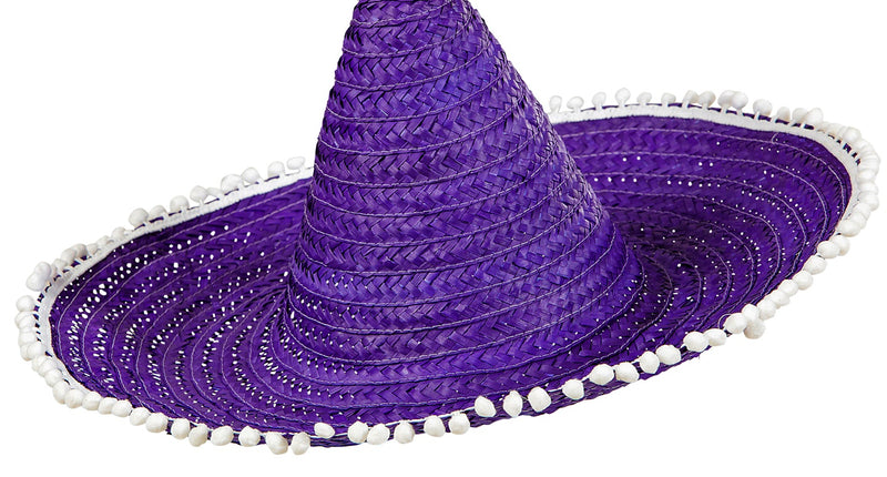 Widmann SRL Mexicaanse sombrero paars met bolletjes