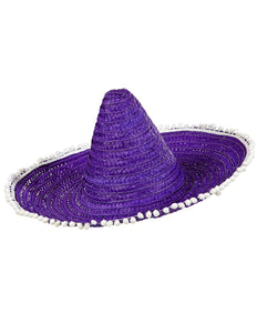 Widmann SRL Mexicaanse sombrero paars met bolletjes