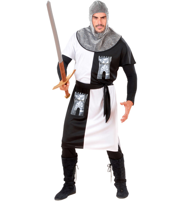 Widmann SRL Middeleeuws ridder kostuum zwart wit