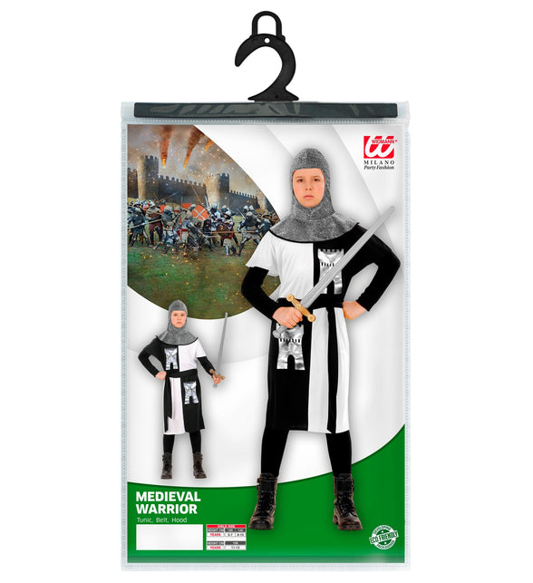 Widmann SRL Middeleeuws ridder kostuum zwart wit kinderen