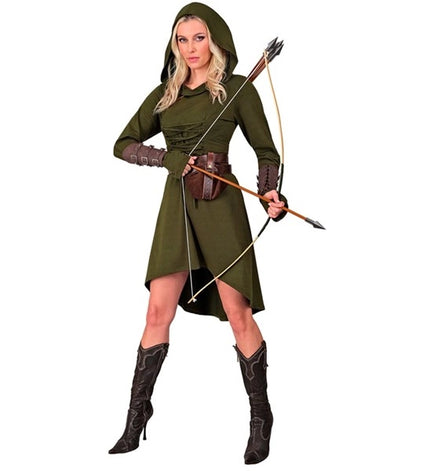 Widmann SRL Middeleeuwse gotische jurk met kap groen Lars