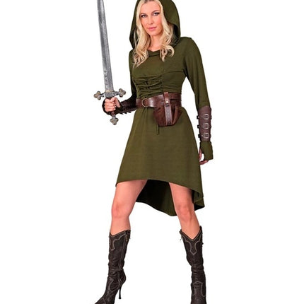 Widmann SRL Middeleeuwse gotische jurk met kap groen Lars