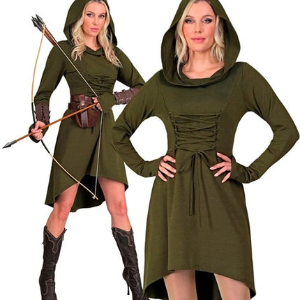 Widmann SRL Middeleeuwse gotische jurk met kap groen Lars