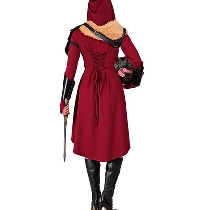 Widmann SRL Middeleeuwse gotische jurk met kap rood Sara