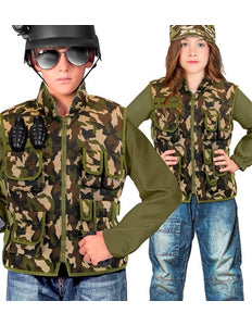 Widmann SRL Militair camouflage vest kostuum Lynn kind