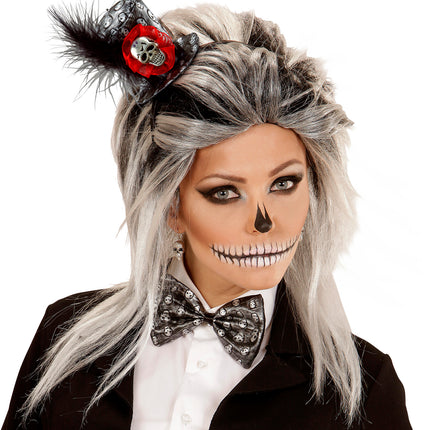 Widmann SRL Mini hoedje met schedel en strikje