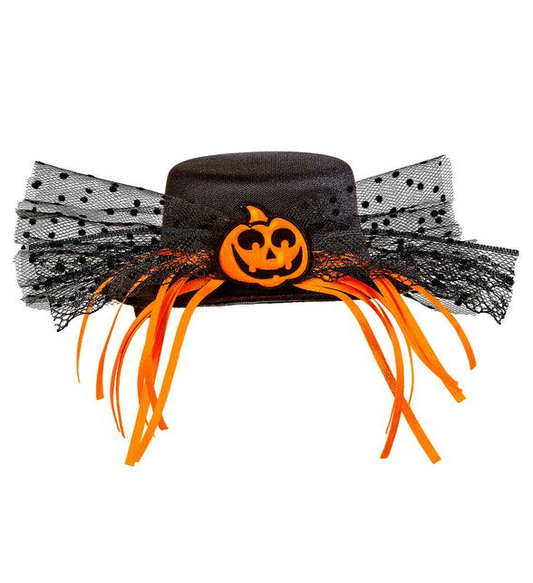 Widmann SRL Mini hoge hoed met tule en pompoentje