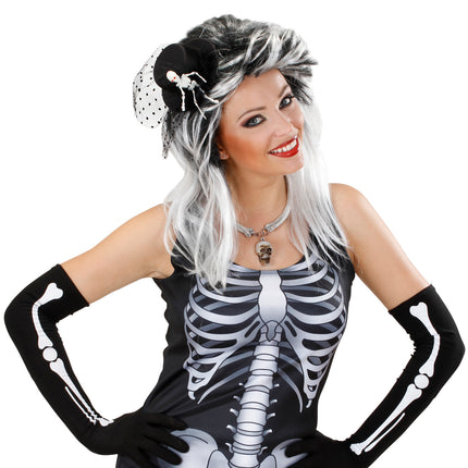 Widmann SRL Mini hoge hoed met tule en skelet