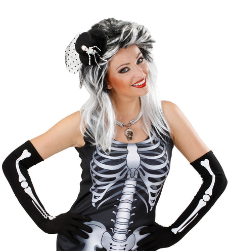 Widmann SRL Mini hoge hoed met tule en skelet