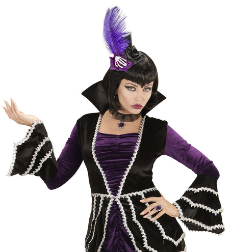 Widmann SRL Mini hoge hoedjes met skelethandjes en veertjes