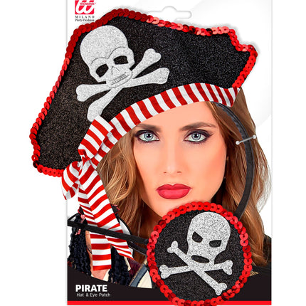 Widmann SRL Mini piratenhoedje met ooglapje