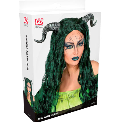 Widmann SRL Mooie pruik met zwarte hoorns