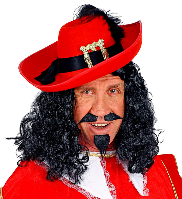 Widmann SRL Musketier pruik zwart compleet