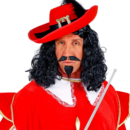 Widmann SRL Musketier pruik zwart compleet