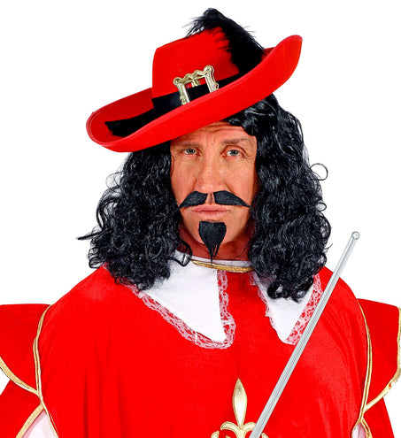 Widmann SRL Musketier pruik zwart compleet