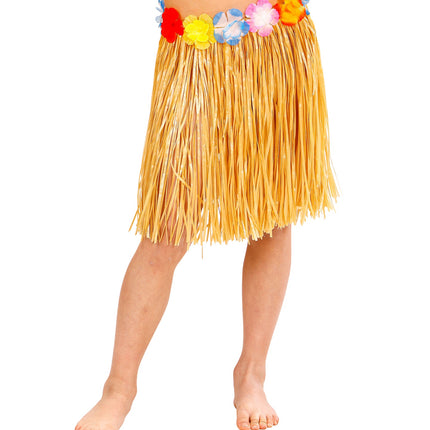 Widmann SRL Naturel Hawaiirokje met bloemenriem kind