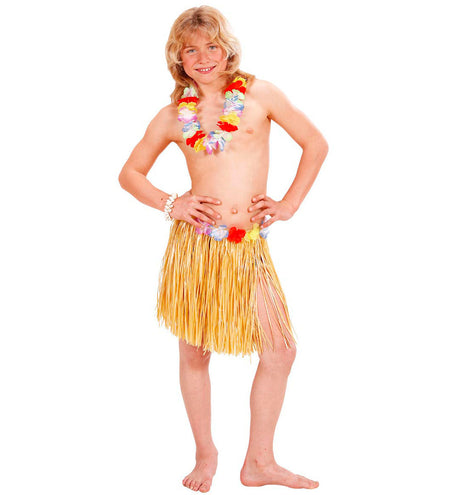 Widmann SRL Naturel Hawaiirokje met bloemenriem kind