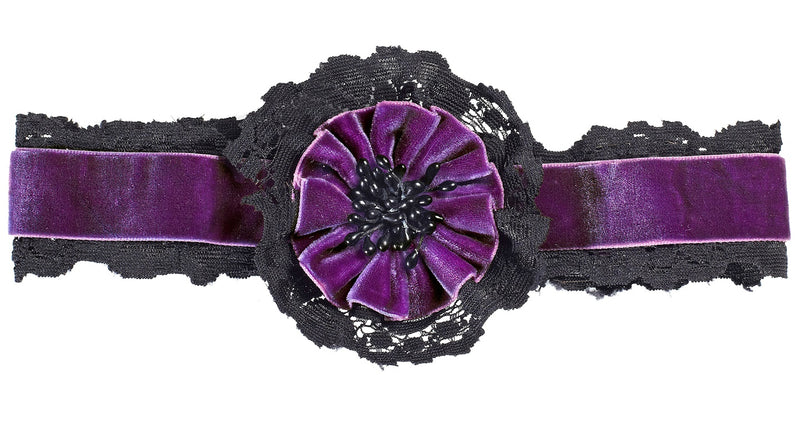 Widmann SRL Nekband Fluweel Paars Met Bloem