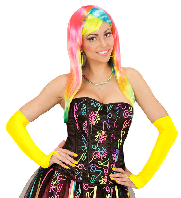 Widmann SRL Neon gele handschoenen satijn