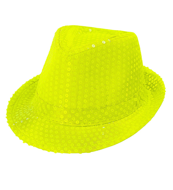 Widmann SRL Neon gele hoed met glitters