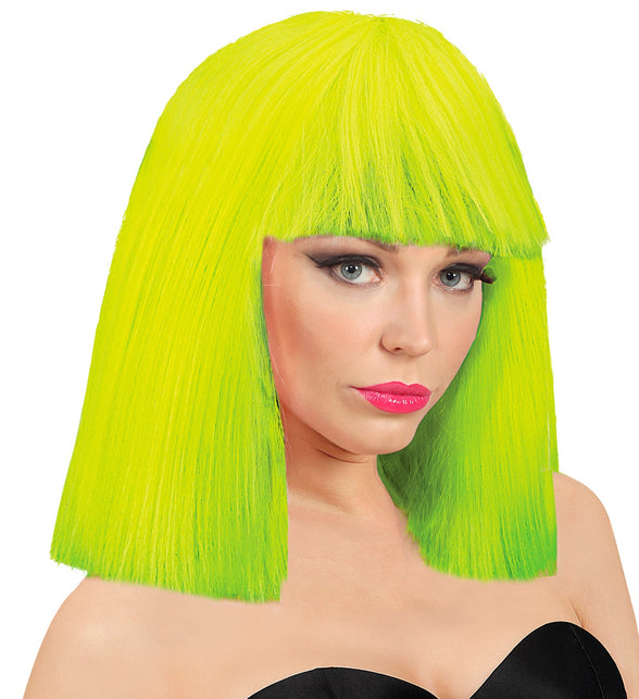 Widmann SRL Neon gele pruik showgirl