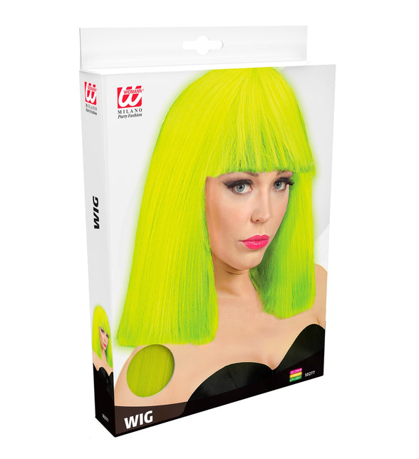 Widmann SRL Neon gele pruik showgirl