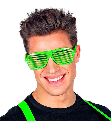 Widmann SRL Neon groene bril met luikjes