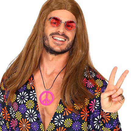 Widmann SRL Neon Hippie Ketting Rosa Roze