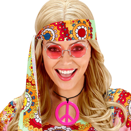 Widmann SRL Neon Hippie Ketting Rosa Roze