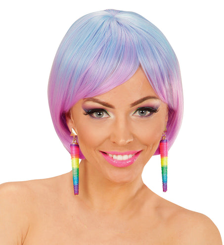 Widmann SRL Neon kleurige cone oorbellen