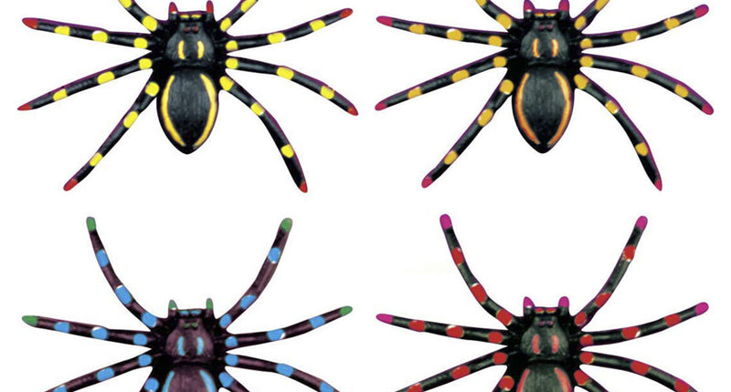 Widmann SRL Neon nep spinnen 4 stuks