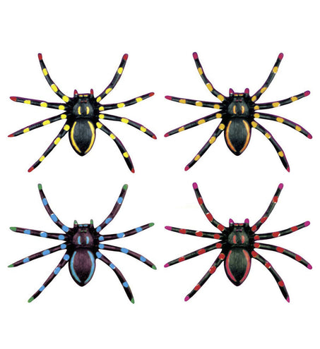 Widmann SRL Neon nep spinnen 4 stuks